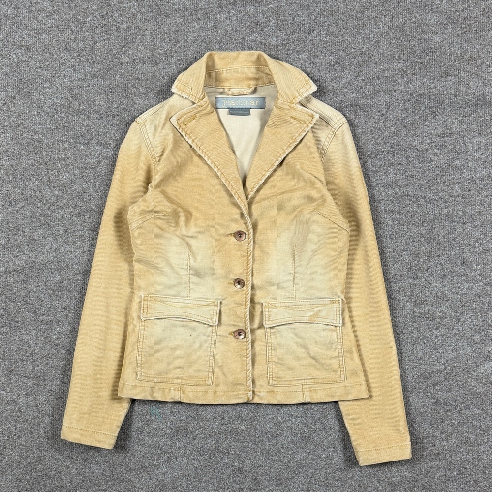 VTG Y2K Jeanstar Tan Corduroy Short Blazer Jacket Womens S Western Faded Patina